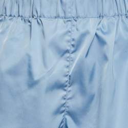 Pre Owned Prada Blue Logo Applique Synthetic Shorts M