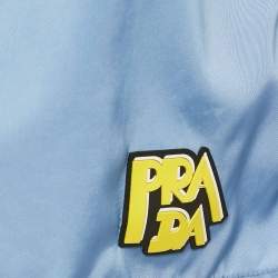 Pre Owned Prada Blue Logo Applique Synthetic Shorts M