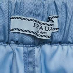 Pre Owned Prada Blue Logo Applique Synthetic Shorts M