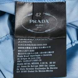Pre Owned Prada Blue Logo Applique Synthetic Shorts M