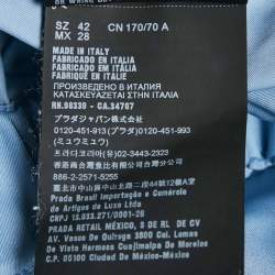 Pre Owned Prada Blue Logo Applique Synthetic Shorts M