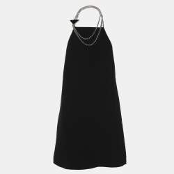 Pre Owned Prada Black Crepe Cady Chain Halter Neck Dress S