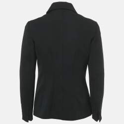 Pre Owned Prada Black Nylon Gabardine Double Breasted Jacket M