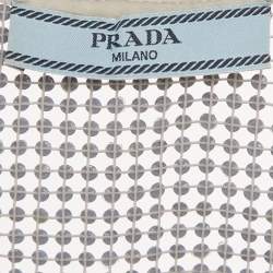 Pre Owned توب برادا فضي بحجر الراين مع لوحة الشعار قصير صغير