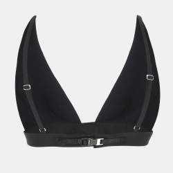 Pre Owned Prada Black Re-Nylon Logo Plaque Bralette XS
