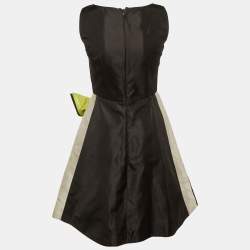 Pre Owned Prada Black Silk Satin Bow Detail Sleeveless Dress S