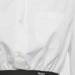 Pre Owned توپ برادا قطن أبيض بأزرار أمامية مقاس قصير - متوسط