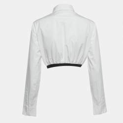 Pre Owned توپ برادا قطن أبيض بأزرار أمامية مقاس قصير - متوسط