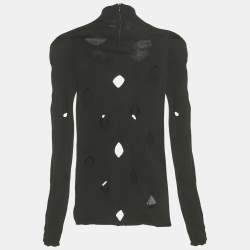 Pre Owned Prada Black Cut-Out Jersey High Neck Sweater S
