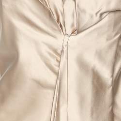 Pre Owned Prada Beige Satin Ruffle Midi Dress S