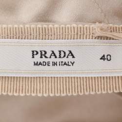 Pre Owned Prada Beige Satin Ruffle Midi Dress S