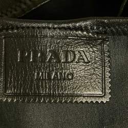 Pre Owned Prada Black Leather Logo Plaque Detail Sleeveless Crop Top L