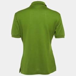 Pre Owned Prada Green Cotton Pique Polo T-Shirt L
