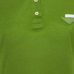 Pre Owned Prada Green Cotton Pique Polo T-Shirt L