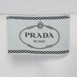 Pre Owned Prada Blue /Black Cotton &Nylon Sleeve Button Down Shirt Dress S