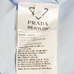 Pre Owned Prada Blue /Black Cotton &Nylon Sleeve Button Down Shirt Dress S