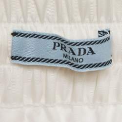 Pre Owned Prada White Jersey and Nylon Triangle Logo Detail Shorts S