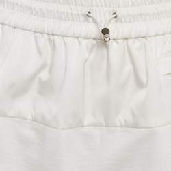 Pre Owned Prada White Jersey and Nylon Triangle Logo Detail Shorts S