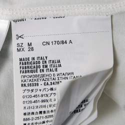 Pre Owned Prada White / Green Logo Applique Cotton & Silk Mini Dress M