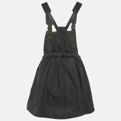مملوكة مسبقًا Prada Black Re-Nylon Logo Patch Pinafore Mini Dress M