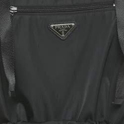 مملوكة مسبقًا Prada Black Re-Nylon Logo Patch Pinafore Mini Dress M