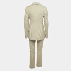 Pre Owned Prada Beige Cotton Blend Blazer & Pants Suit S 
