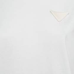 Pre Owned Prada White Triangle Appliqué Cotton Crisscross Detail T-Shirt M