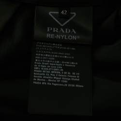 Pre Owned Prada Re Nylon Black Nylon Pleated Midi Skirt M 