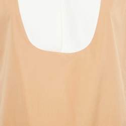 Pre Owned Prada Beige/White Cotton Floral Lace Trim Sleeveless Top M