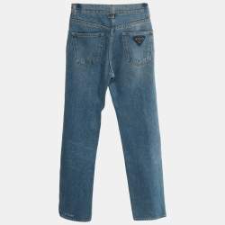 Pre Owned Prada Blue Denim High Rise Jeans S/Waist 25"
