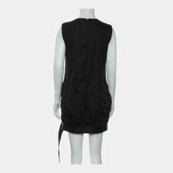 Pre Owned Prada Re-Nylon Logo Gabardine Sleeveless Dress With Buckle Belt