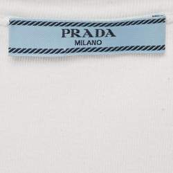 Pre Owned Prada White Embellished Cotton Jersey Tank Top S