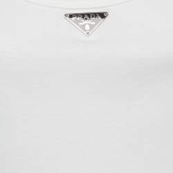 Pre Owned Prada White Triangle Logo Jersey Tank Top S