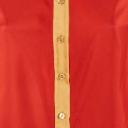 Pre Owned Prada Red Silk Full Sleeves Shirt M