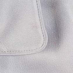 Pre Owned Prada Grey Satin Ostrich Feather Trim Pajama Shirt & Pants Set L