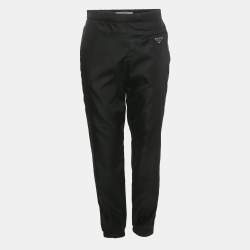 Pre Owned Prada Black Triangle Logo Re-Nylon Trousers S