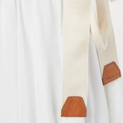Pre Owned Prada White Chiffon Pleated Midi Skirt M