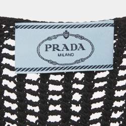 Pre Owned Prada Black Logo Embroidered Crochet Crop Top and Skirt Set M