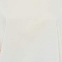 Pre Owned Prada White Cotton Ostrich Feather Trim T-Shirt M