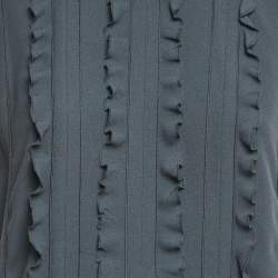Pre Owned Prada Grey Crepe Ruffle Detail Short Dress M