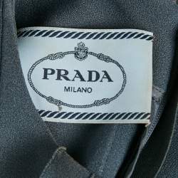 Pre Owned Prada Grey Crepe Ruffle Detail Short Dress M