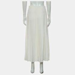 Pre Owned Prada Logo-Jacquard Silk Pleated Skirt