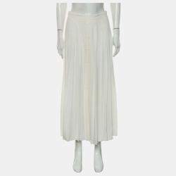 Pre Owned Prada Logo-Jacquard Silk Pleated Skirt