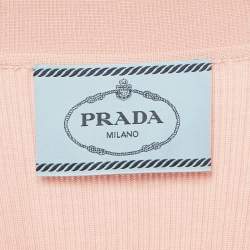 مملوكة مسبقًا فستان برادا حرير مضلع ومطوي باللون الوردي مقاس متوسط - ميديوم