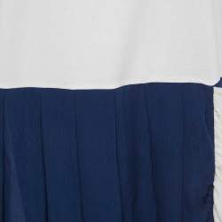 Pre Owned Prada White/Blue Jersey and Silk Sleeveless Mini Dress S