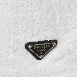 Pre Owned شورت برادا تيري مثلث الشعار أبيض مقاس متوسط - ميديم