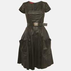 مملوكة مسبقًا Prada Black Nylon Blend Flared Short Dress S