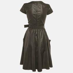 مملوكة مسبقًا Prada Black Nylon Blend Flared Short Dress S