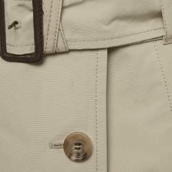 Pre Owned معطف برادا قصير مزيج القطن بيج بمقاس صغير