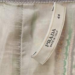 مملوكة مسبقًا تنورة برادا طول ركبة حرير طباعة بيزلي رمادي مقاس وسط (ميديم)